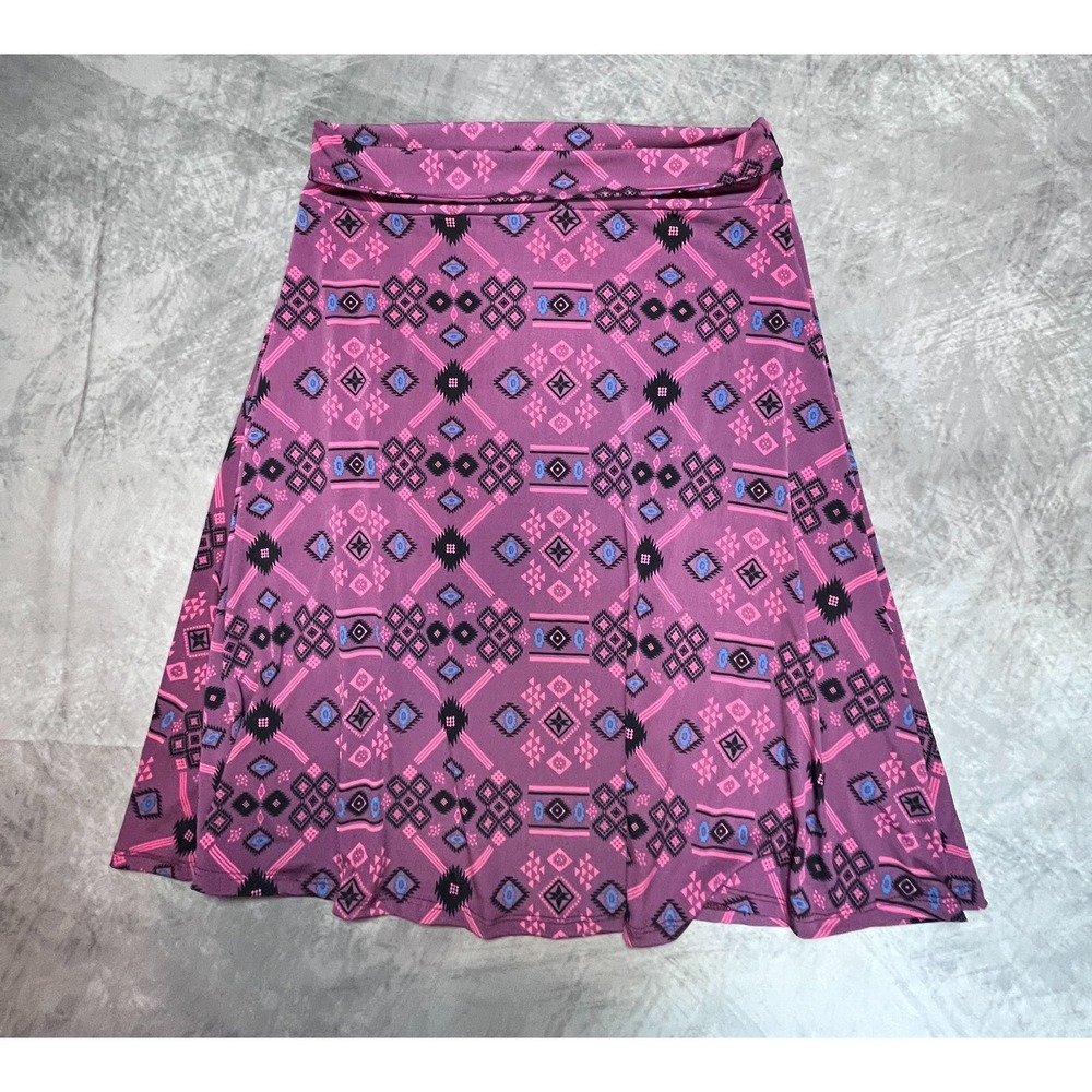 LuLaRoe Azure Skirt Womens Medium Purple Geometric Print Casual Summer Pull On